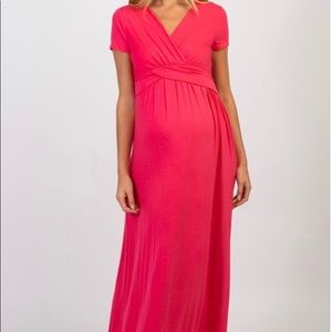 Maternity Coral draped maxi dress